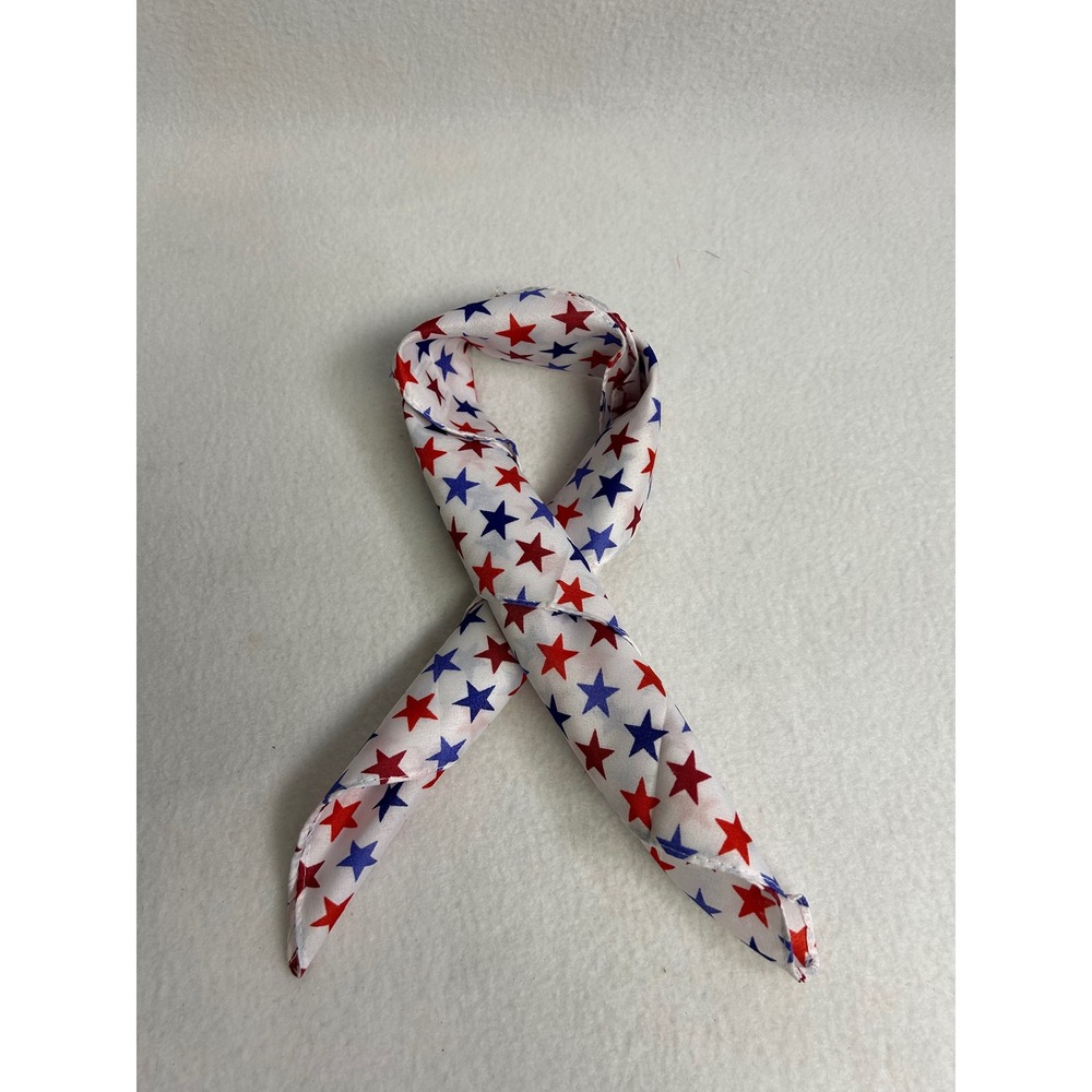Patriotic Americana Unbranded OS White Red Blue Star Print Square Scarf